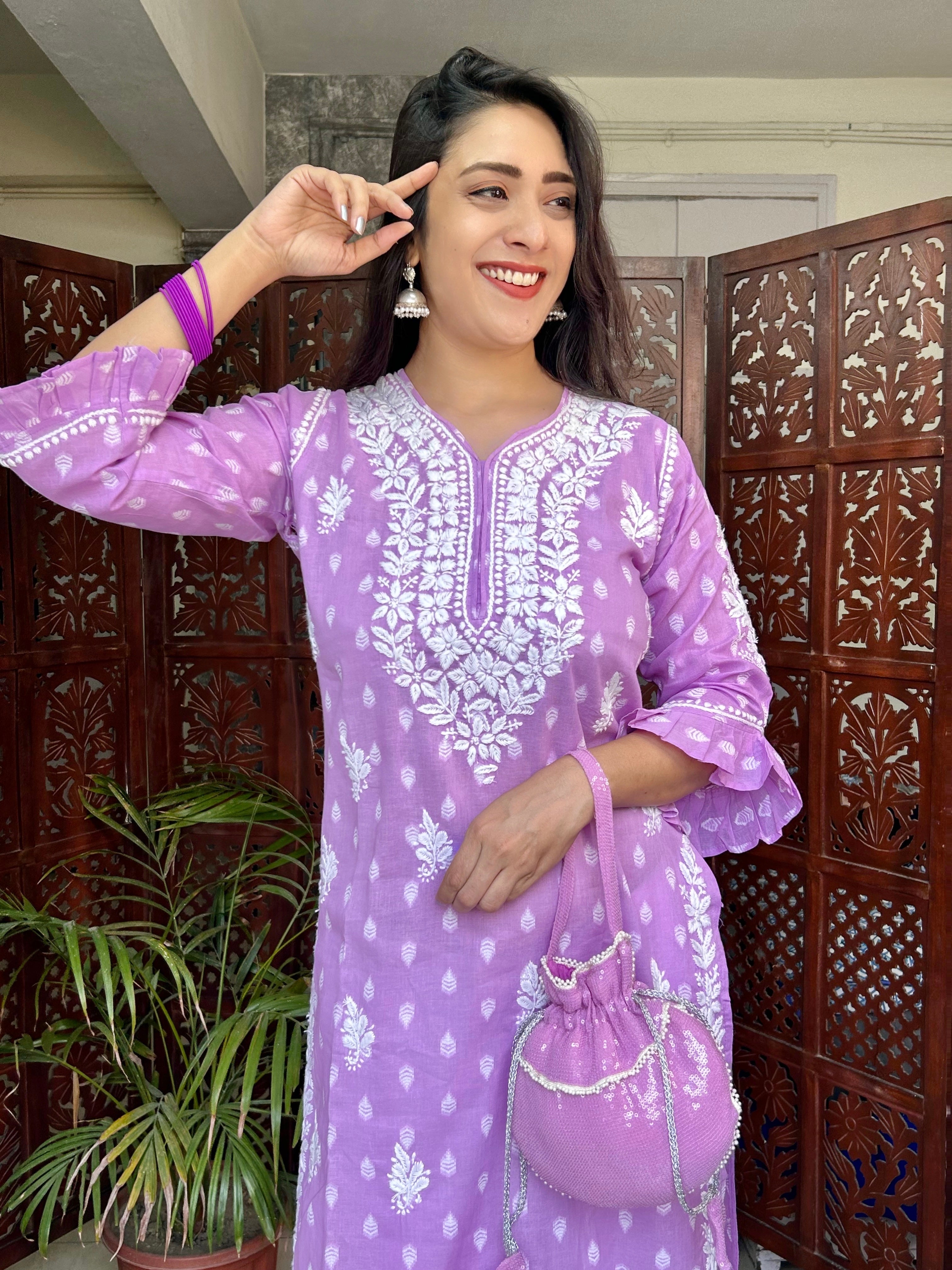 Short cotton chikankari kurti | Kurti, Handmade wardrobe, Chikankari suits